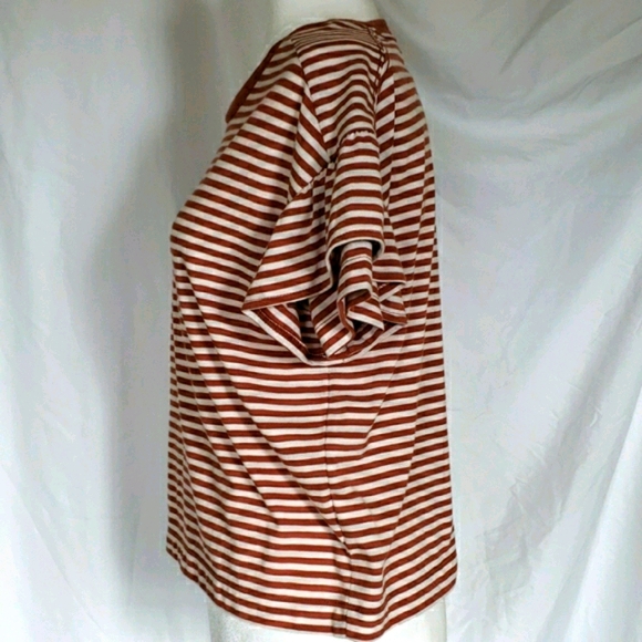 MADEWELL Striped Ruffle Sleeve T-shirt Top XS - Picture 4 of 7
